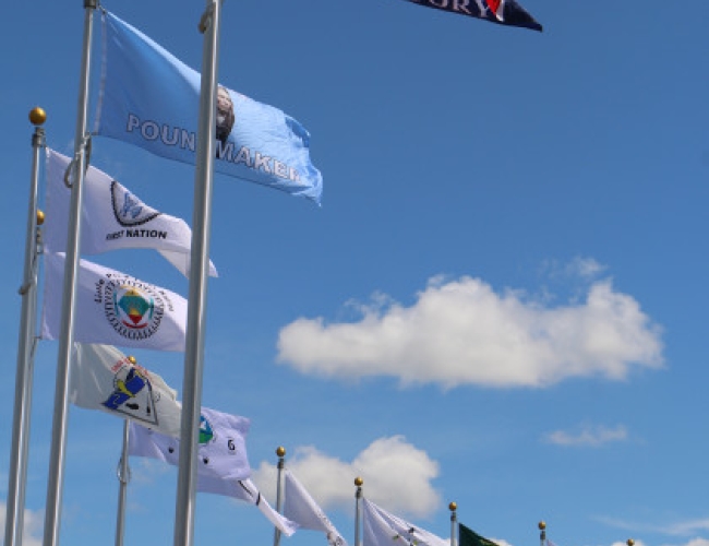 Fort Battleford National Historic Site/Parks Canada - Flags At Fort Battleford National Historic Site