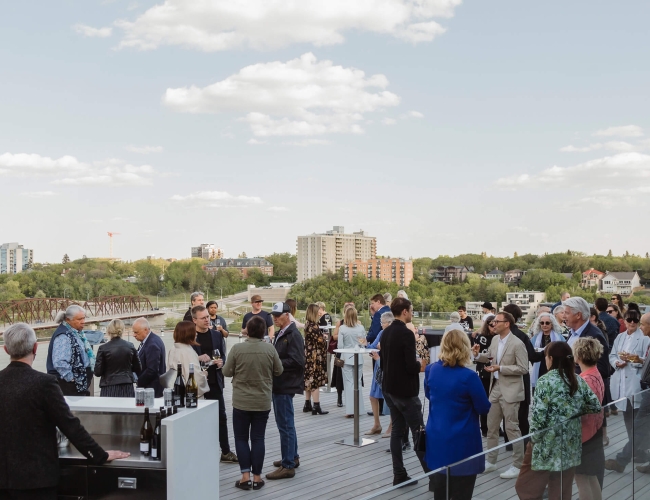 Meeting on rooftop