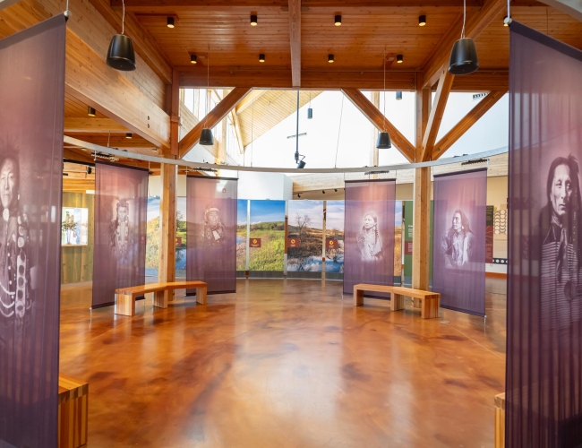 art exhibit of Indigenous people at Wanuskewin