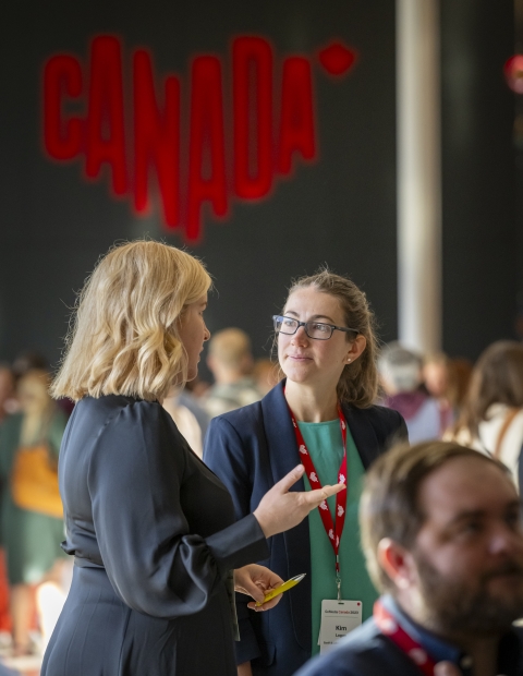 Two women talking