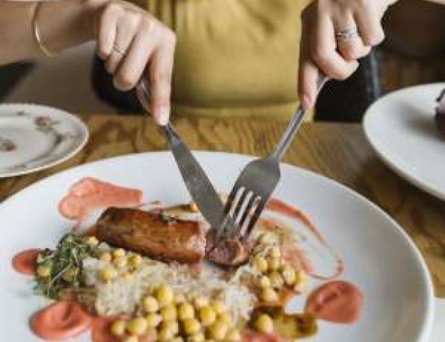 woman eating dinner